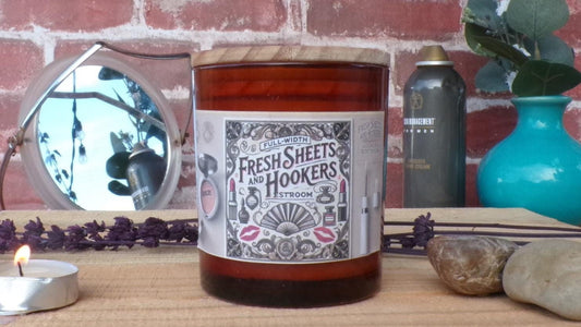 Fresh Sheets and Hookers Restroom Candle - Funny Gift for Adults - Hand Poured Soy Wax - Lavender & Fresh Linen Scent - Unique Home Decor